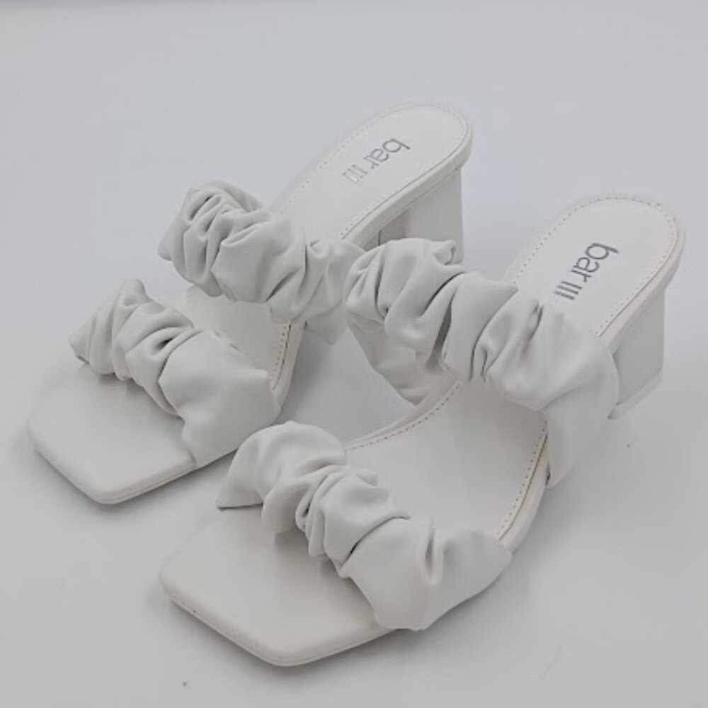 Bar III Careena Ruched Strap Dress Sandals, White, Women's Size 6.5